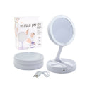 Espelho de maquiagem articulado com círculo de LED efeito Ring Light