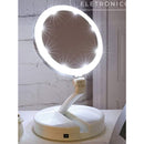 Espelho de maquiagem articulado com círculo de LED efeito Ring Light